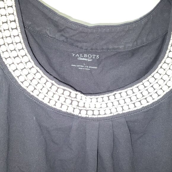 Talbots Black Tank Top with Beaded Neckline - Picture 2 of 3